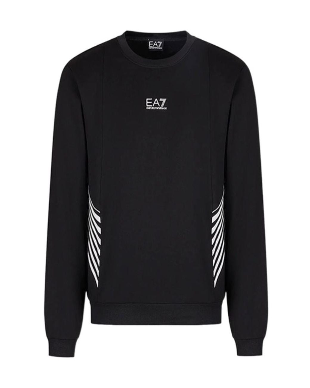 EA7 Black Crew Neck Logo Sweatshirt for men