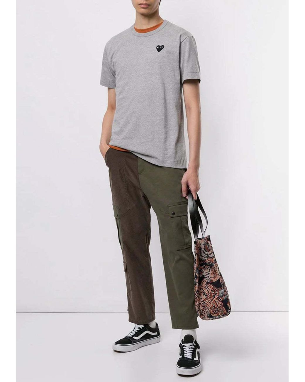 COMME DES GARÇONS PLAY Gray Open-Necked Shirt for men