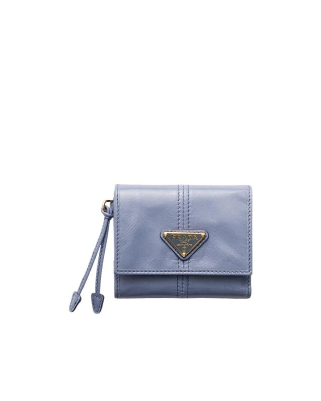 Prada Blue Small Leather Wallet