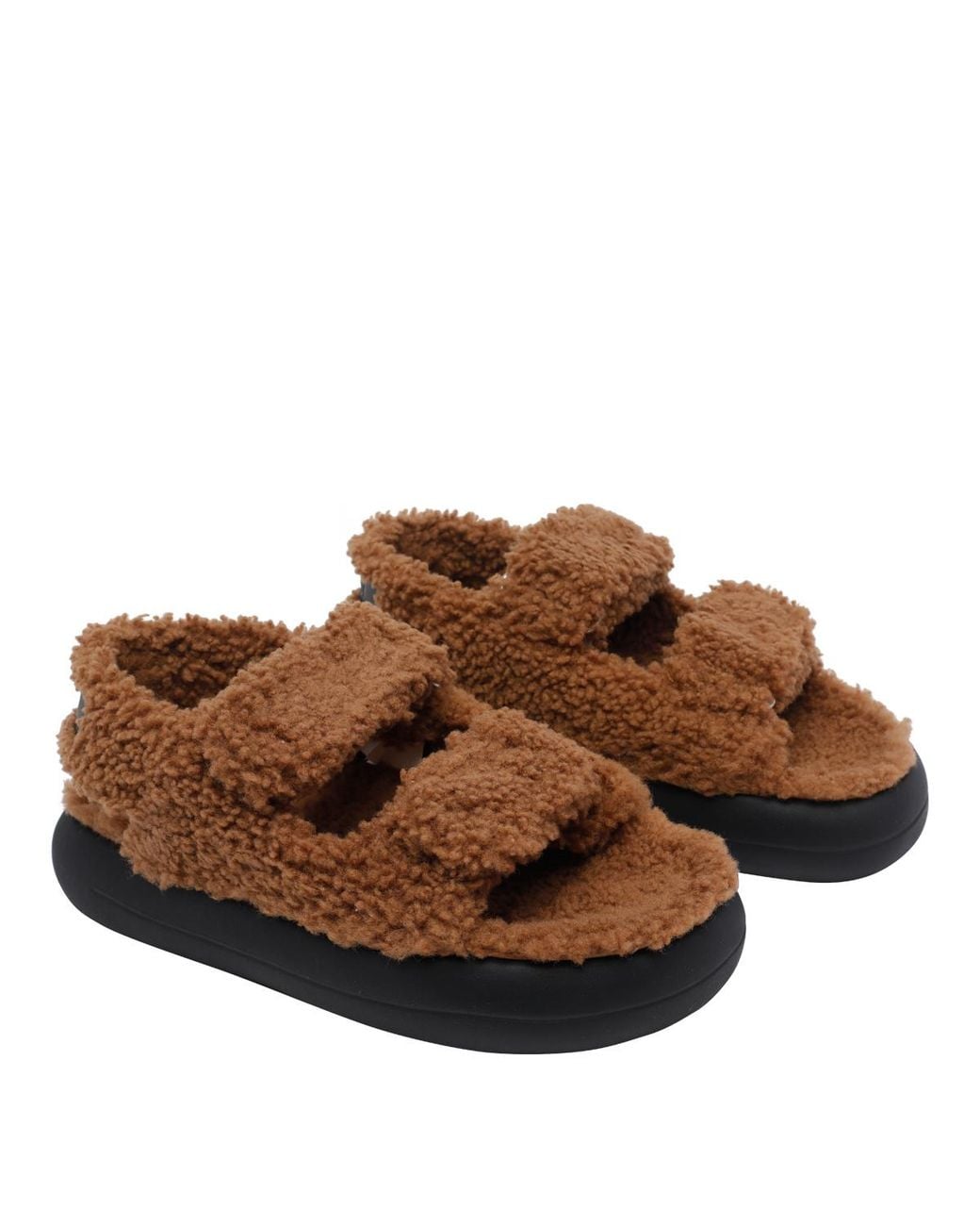Moon Boot Brown Shearling Sandals