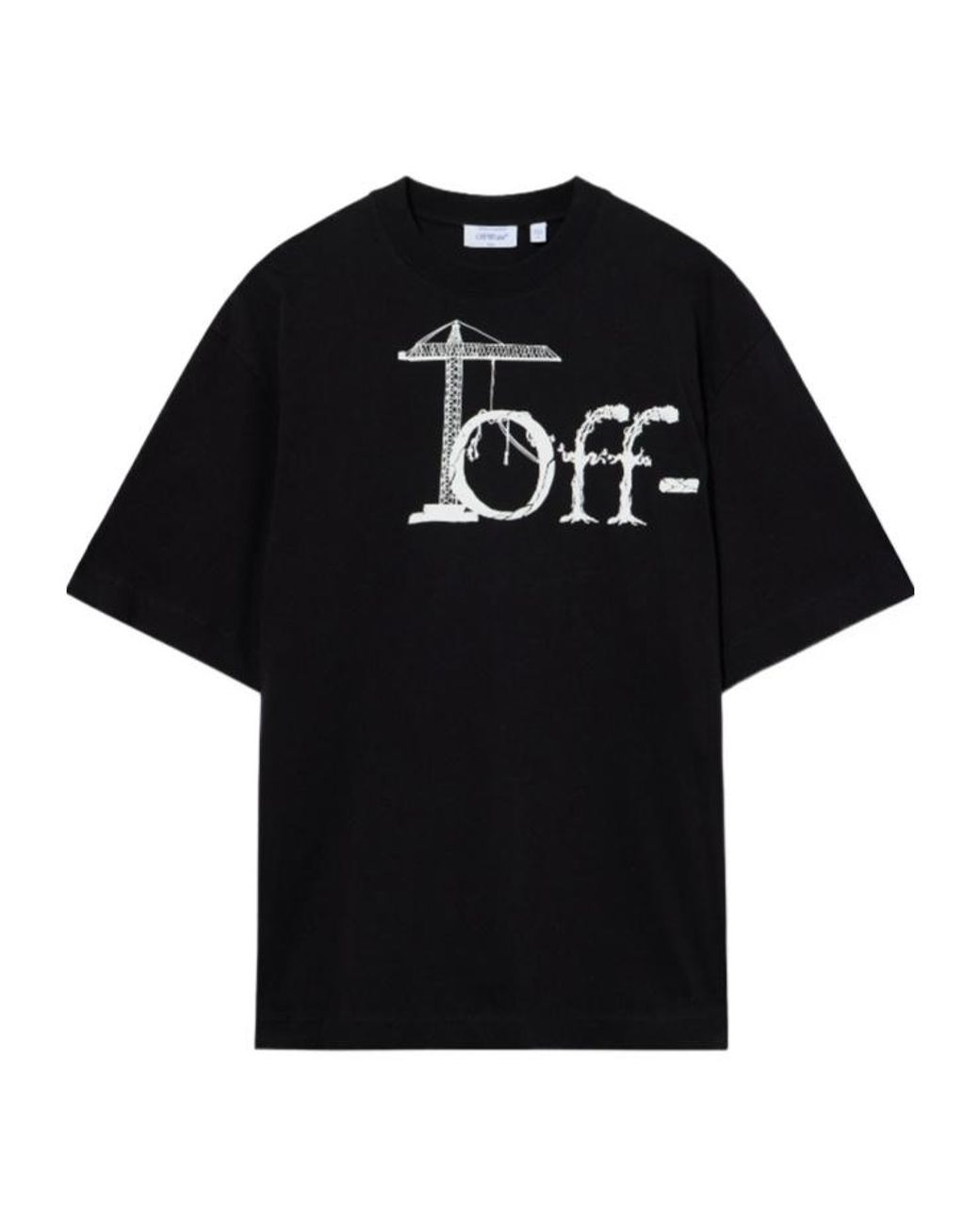 Off-White c/o Virgil Abloh Black Logo Printed Crewneck T-Shirt for men