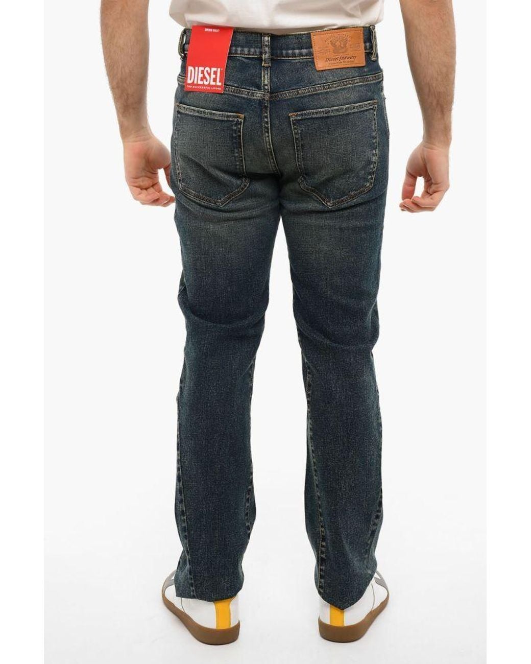 DIESEL Gray Faded Straight-Leg Jeans for men