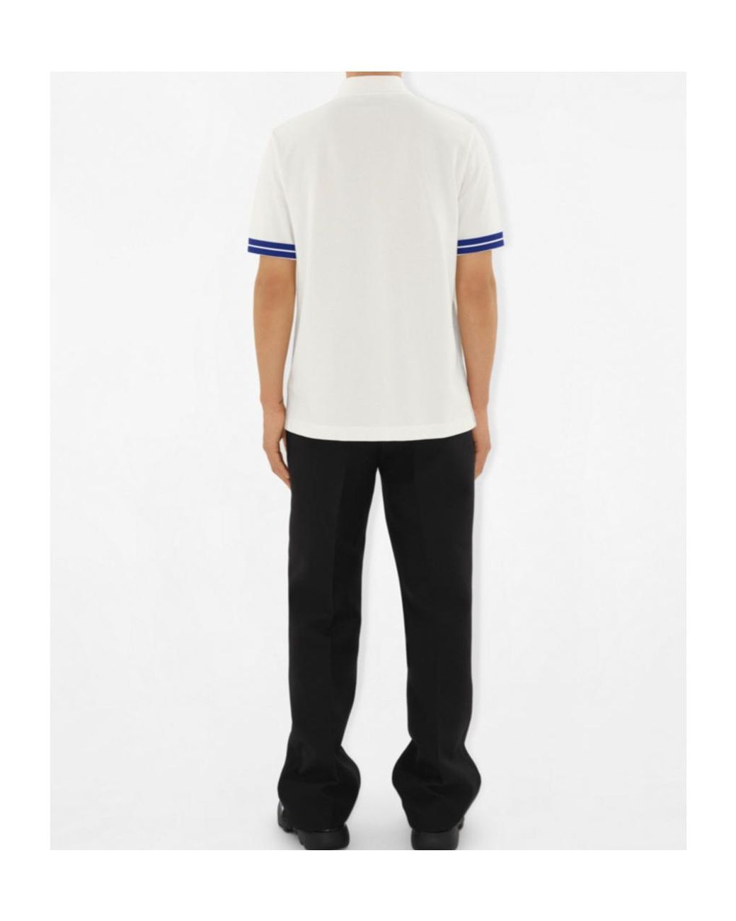 Burberry White Striped-Detail Short Sleeved Polo Shirt for men