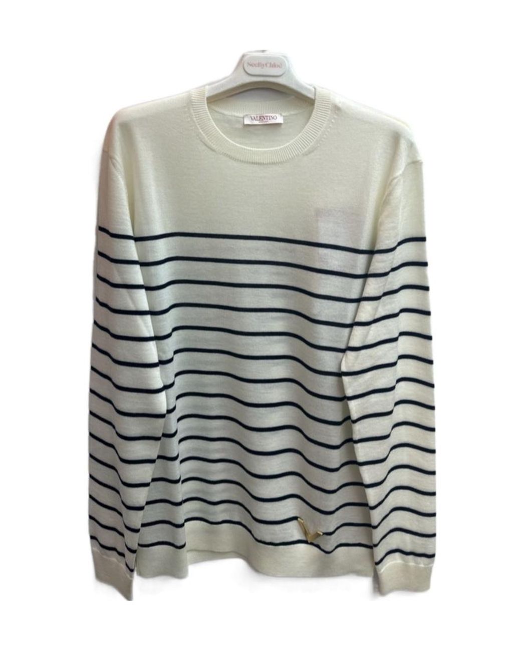 Valentino Gray Round-Neck Long-Sleeved Sweater for men