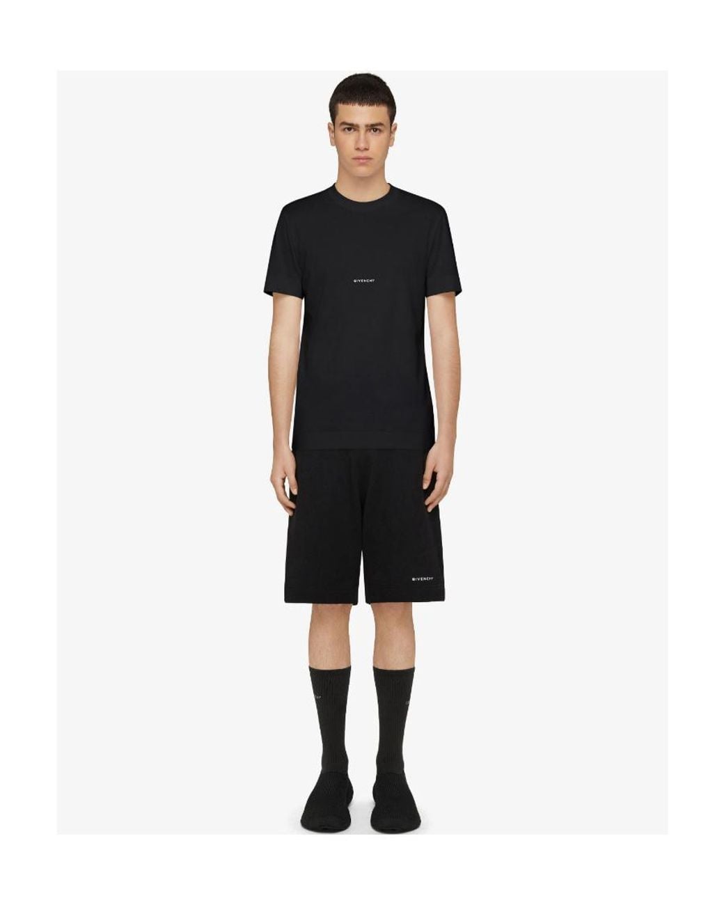 Givenchy Black Logo Printed Drawstring Shorts for men