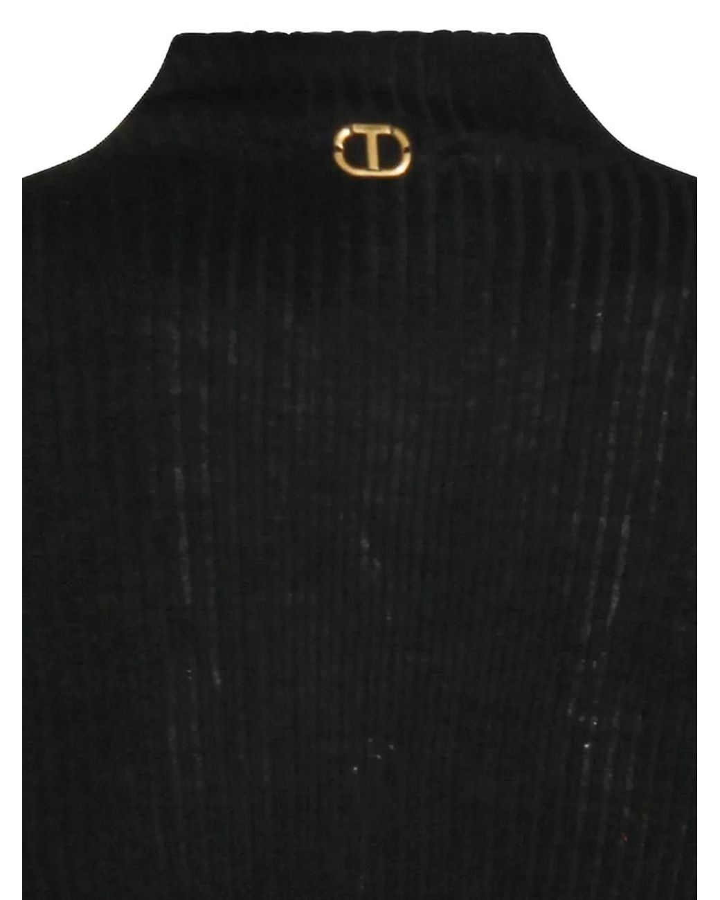Twinset Black Ribbed High-Neck Sweater