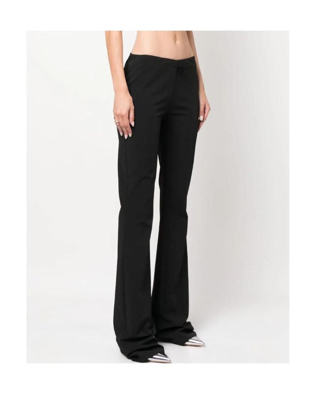 Blumarine Black Bow-Detailed Scallop Edge Flared Trousers