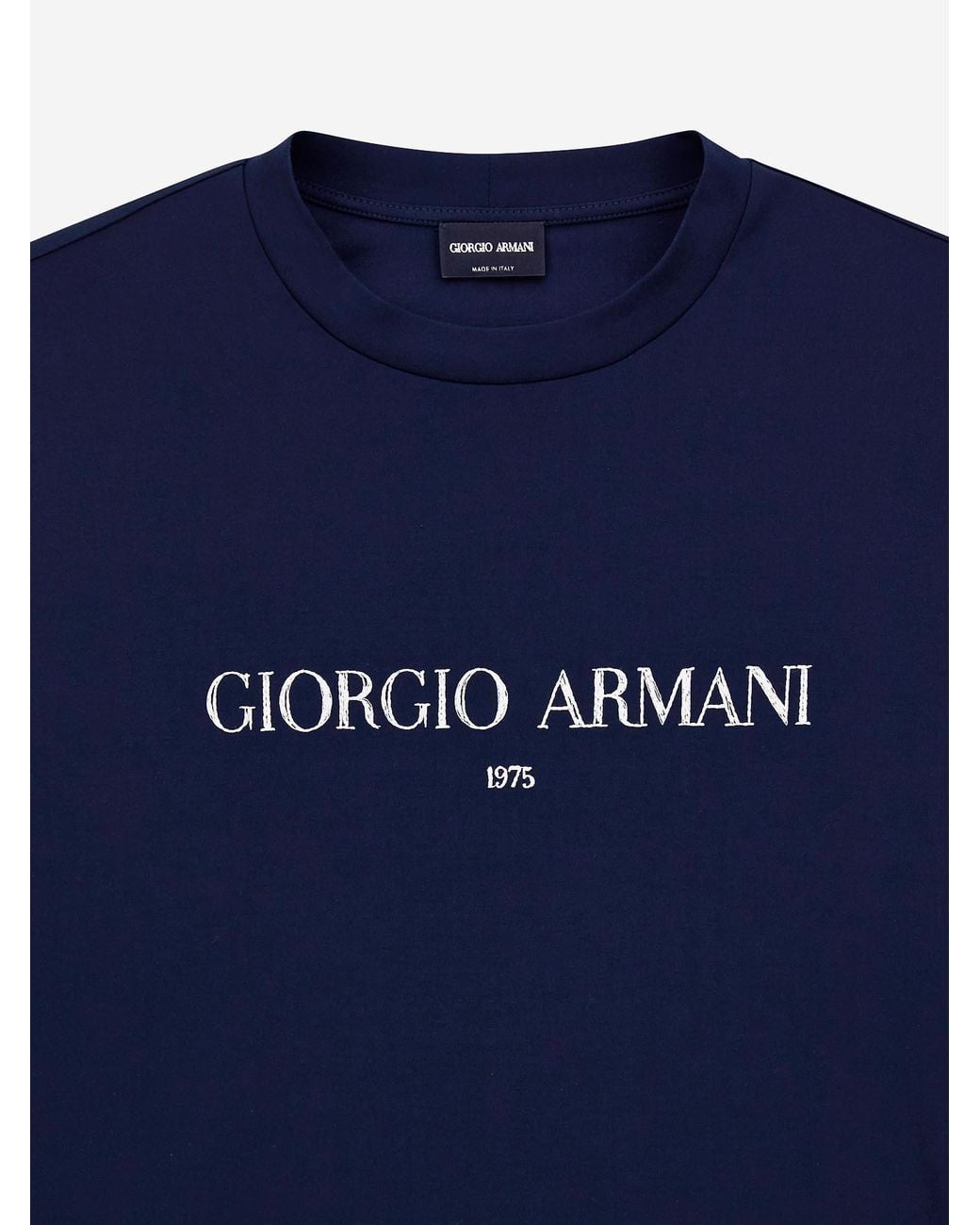 Giorgio Armani Blue Logo Printed Crewneck T-Shirt for men