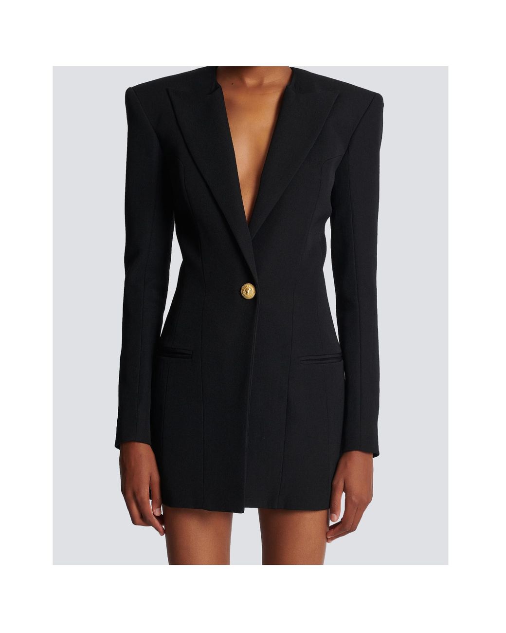 Balmain Black Long Sleeved Tailored Dress