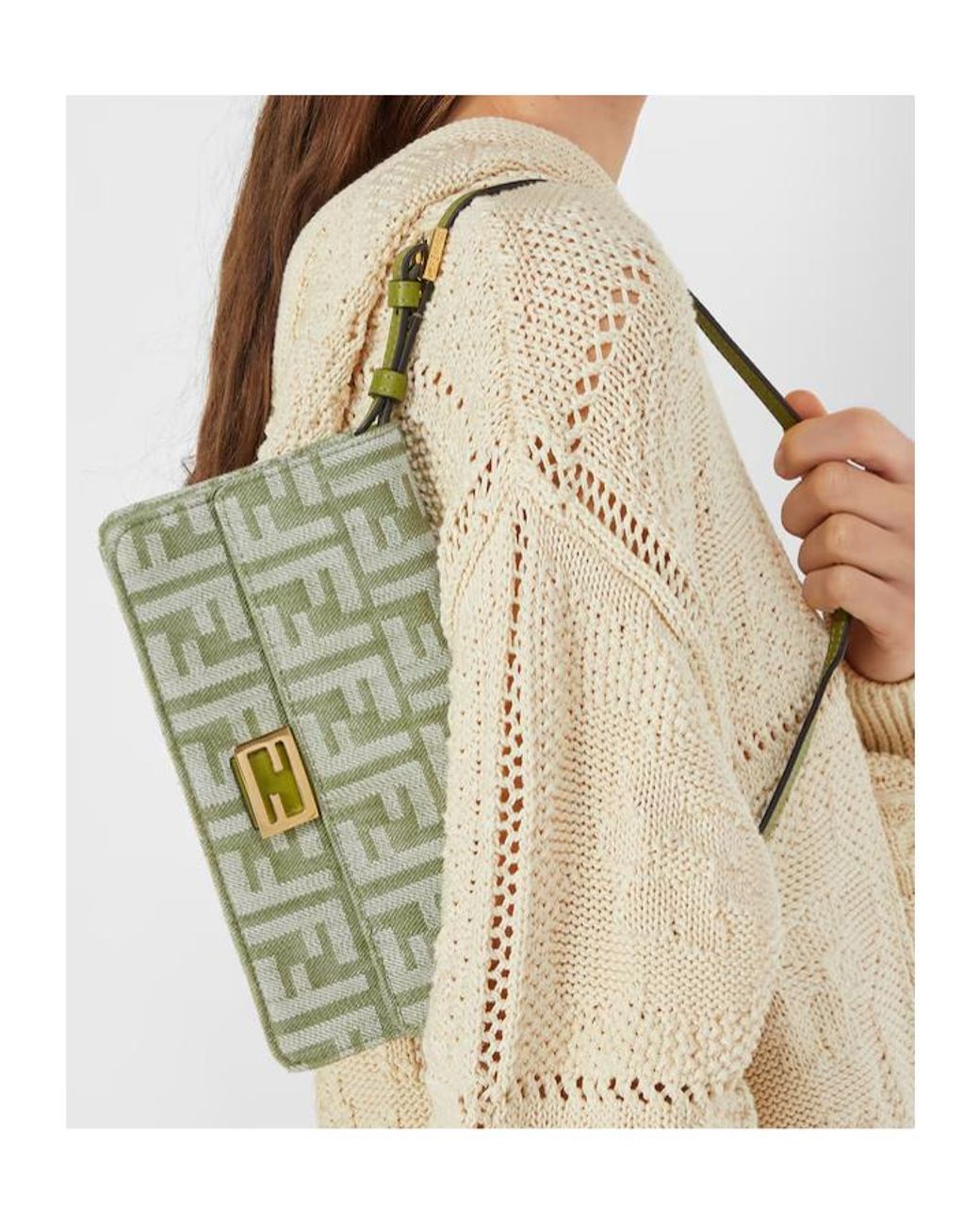Fendi Metallic Baguette Ff Jacquard Chain-Linked Wallet