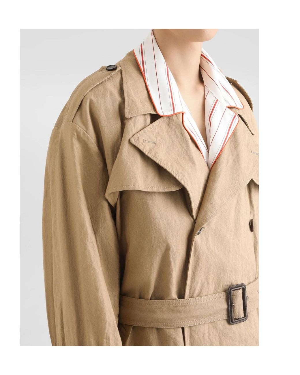 Dolce & Gabbana Natural Crinkled Belted Trench Coat for men
