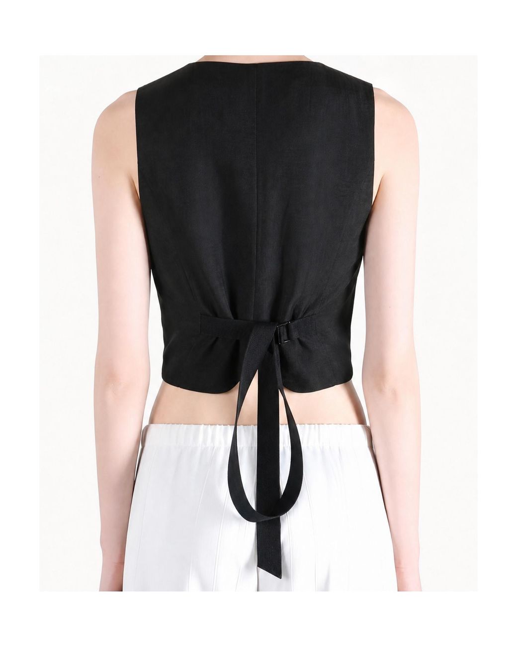 Ann Demeulemeester Black Diana Floral-Jacquard Cropped Waistcoat