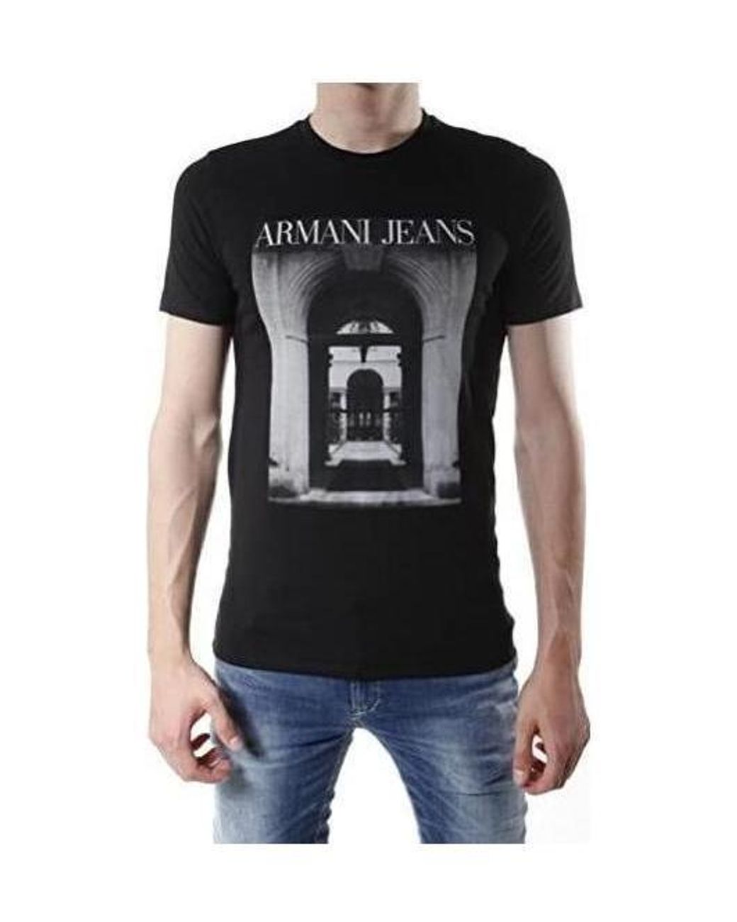 Armani Jeans Black Printed T-Shirt for men