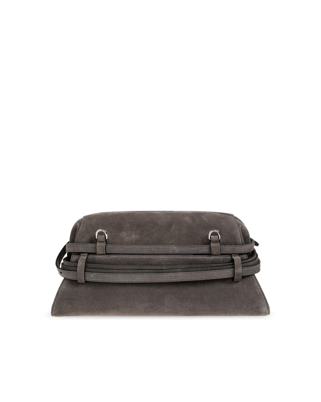 Moschino Gray Large Tie Me Clutch Bag