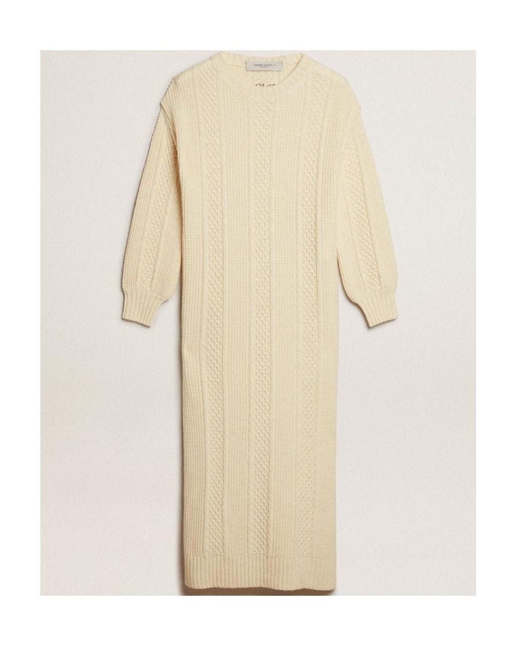 Golden Goose Deluxe Brand White Long Sleeved Knitted Crewneck Dress