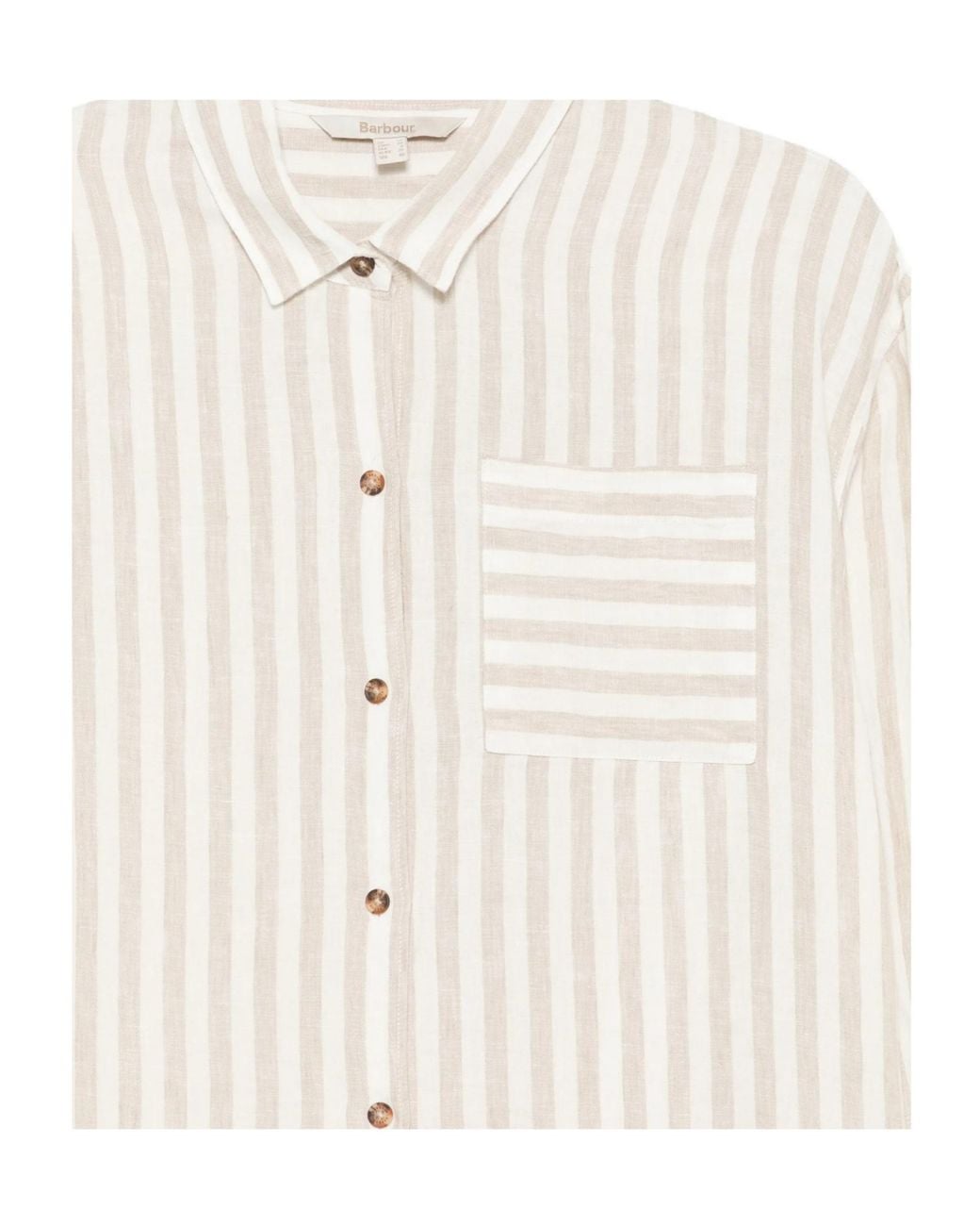 Barbour White Annie Striped Chest-Pocket Shirt