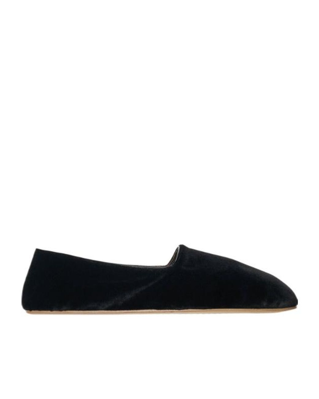 The Row Black Ponti Velvet Slipper Flats