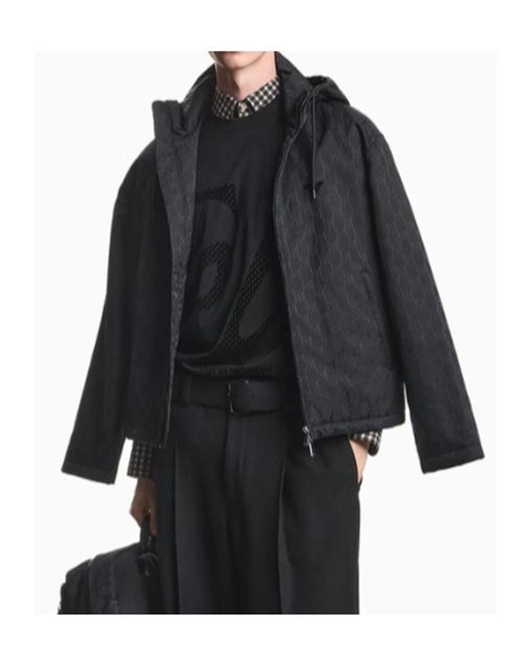 Emporio Armani Blue Logo-Monogram Hooded Jacket for men
