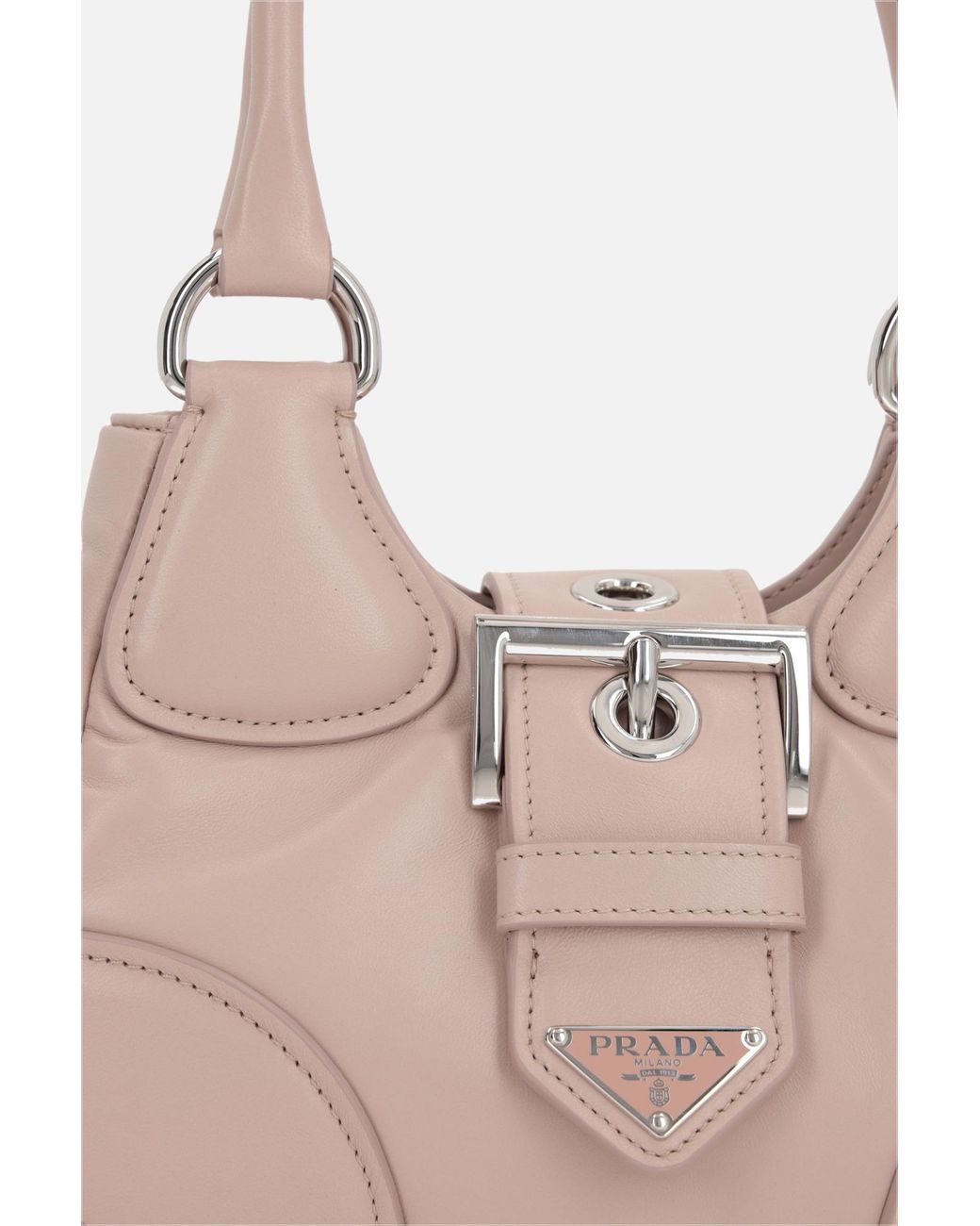 Prada Pink Moon Padded Triangle Logo Shoulder Bag