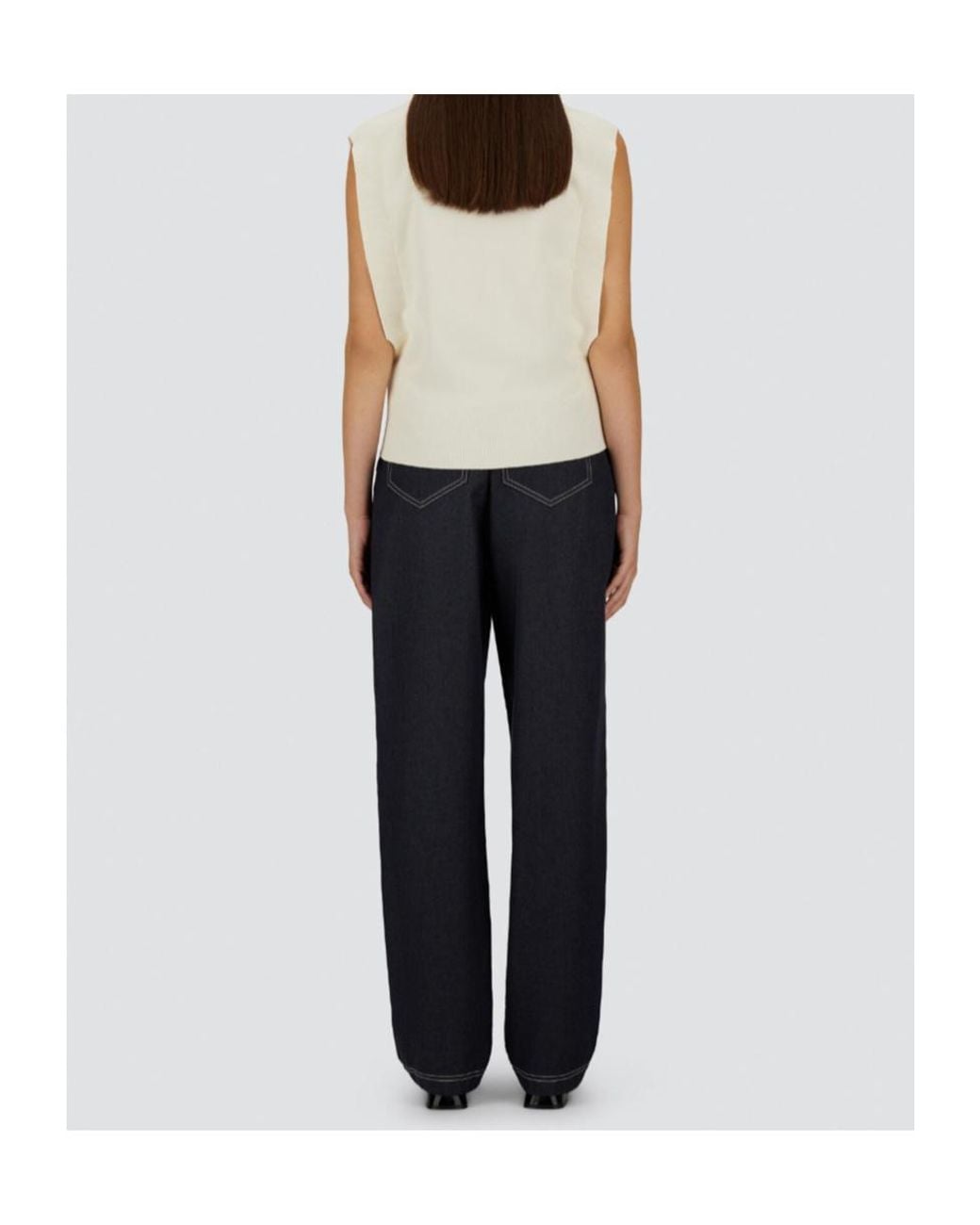 Herno White Ribbed Sleeveless Top