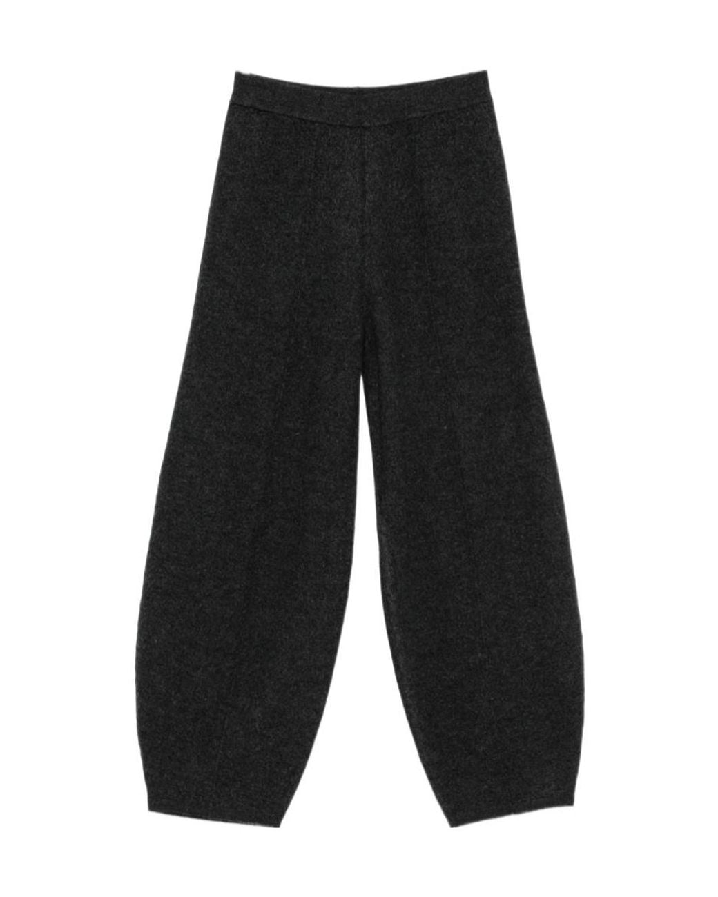 Semicouture Black Lantern-Silhouette Casual Trousers