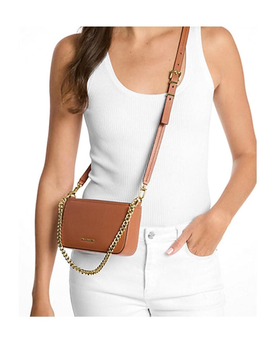 MICHAEL Michael Kors Brown Bryant Small Pebbled Convertible Pouch