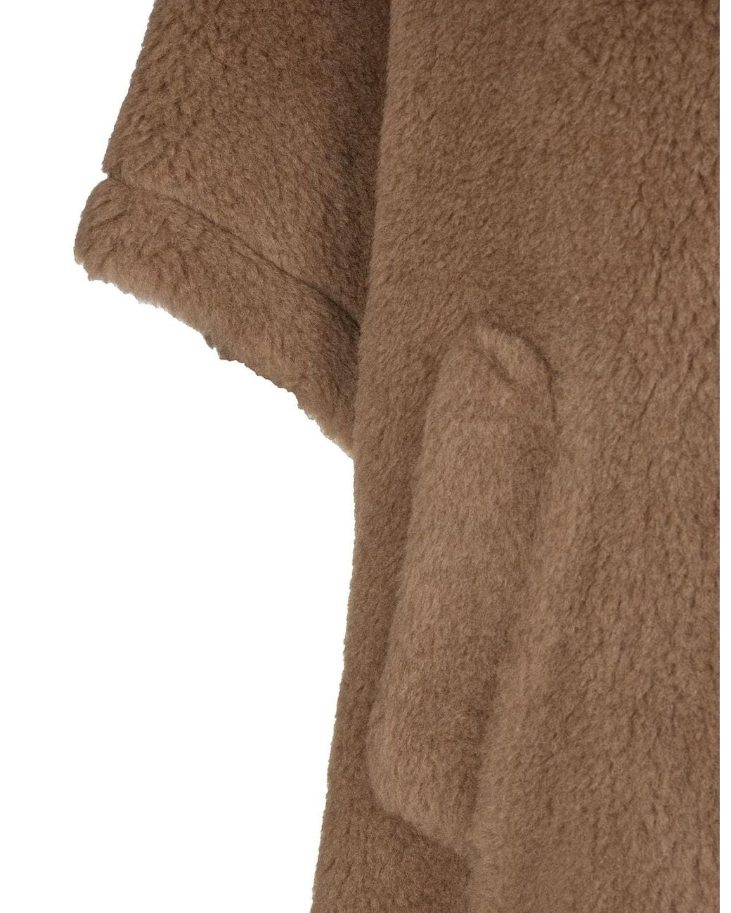 Max Mara Brown Teddy-Fabric Oversized-Collar Cape