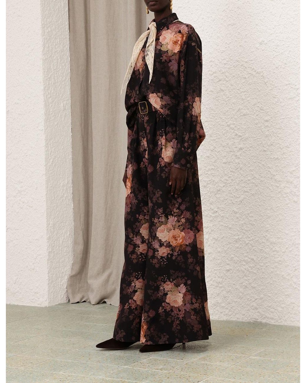 Zimmermann Black Illustration Lace Scarf Shirt