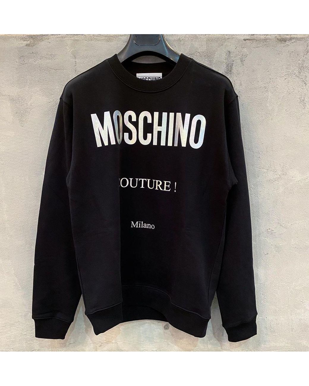 Moschino Black Embroidered Logo Sweatshirt for men