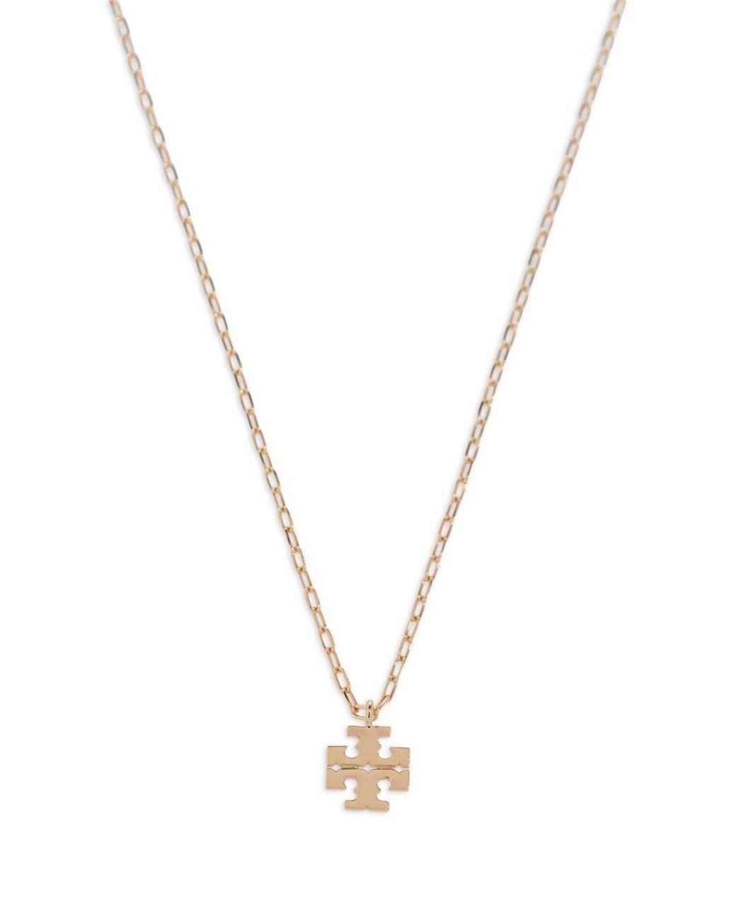 Tory Burch White Logo Pendant Necklace
