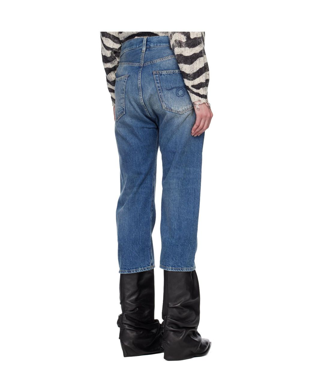 R13 Blue Cropped Jeans With Belt Loops