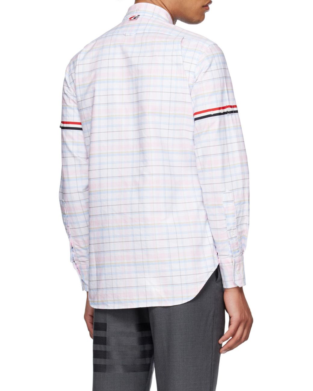 Thom Browne White Checked Long-Sleeved Shirt for men