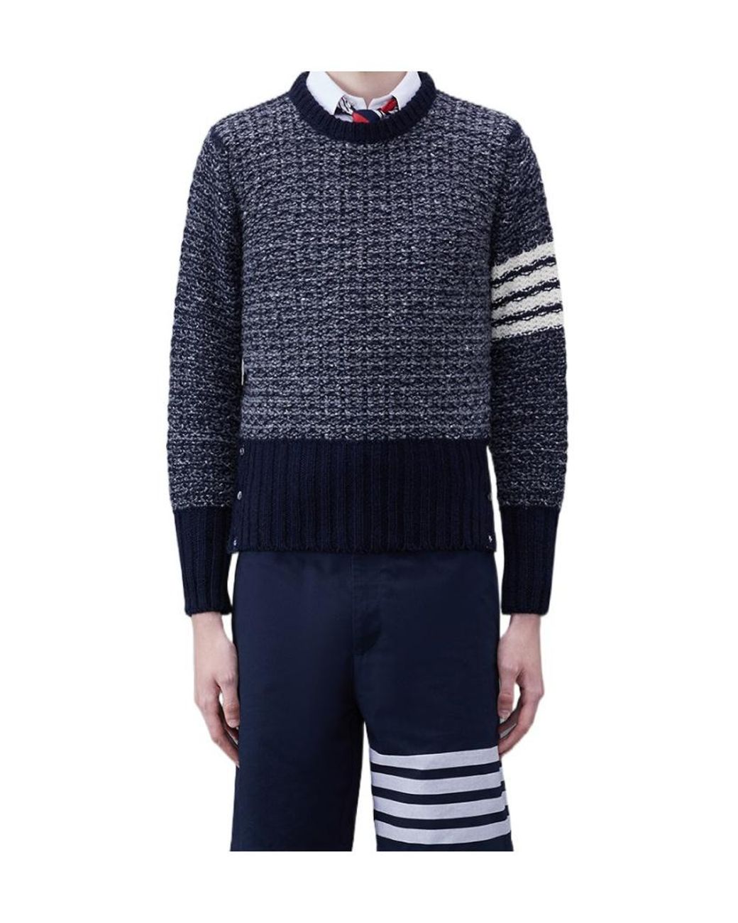 Thom Browne Blue Bar Mélange-Effect Jumper for men