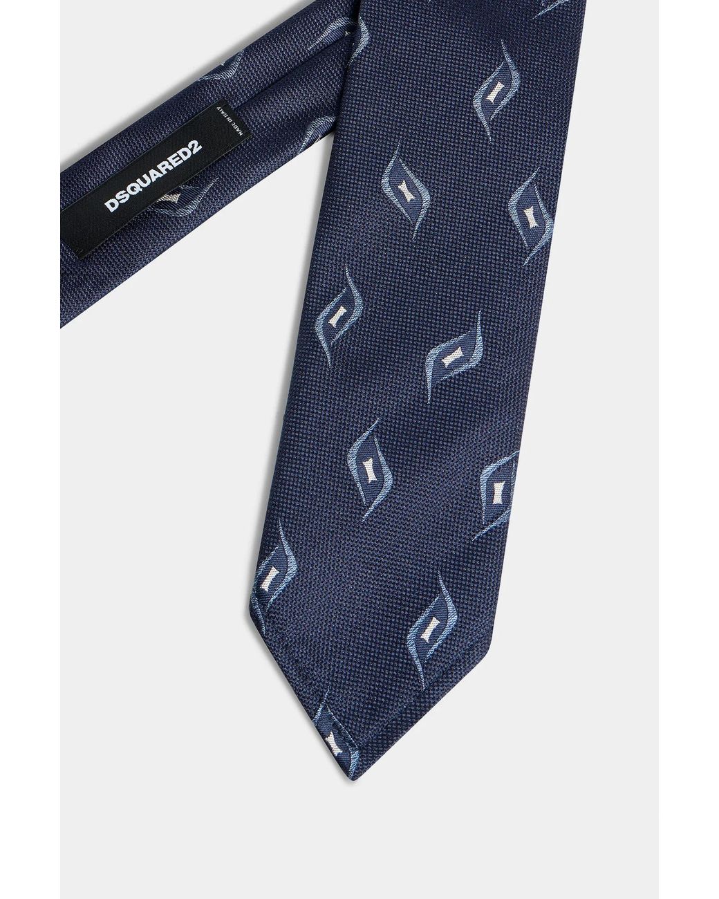 DSquared² Blue Geometric-Print Tie for men