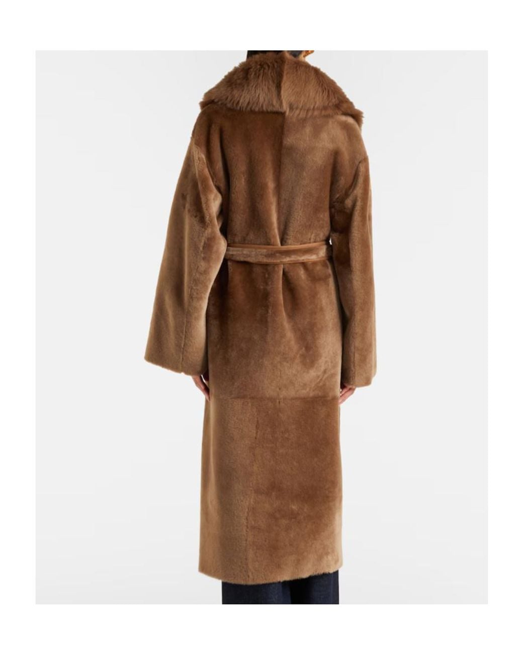 Nour Hammour Brown Isadora Shearling Wrap Coat