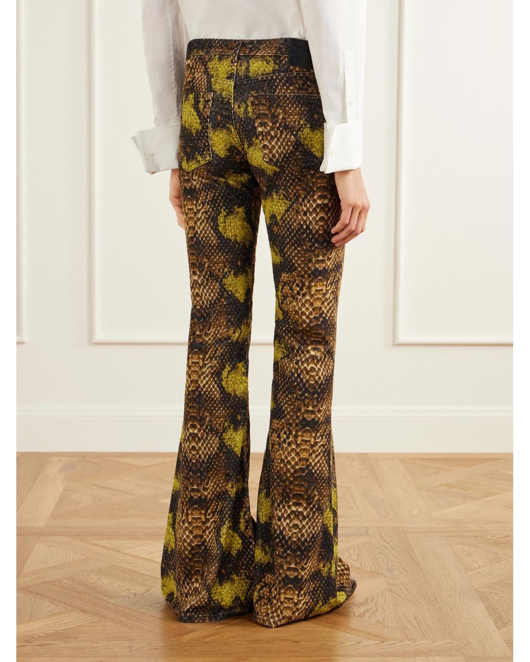 R13 Multicolor Snake-Patterned Corduroy Wide-Leg Pants