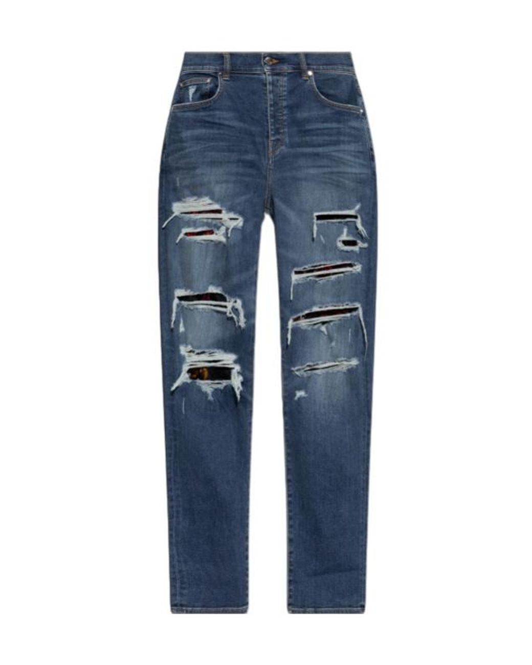 Amiri Blue Distressed Straight Leg Jeans for men