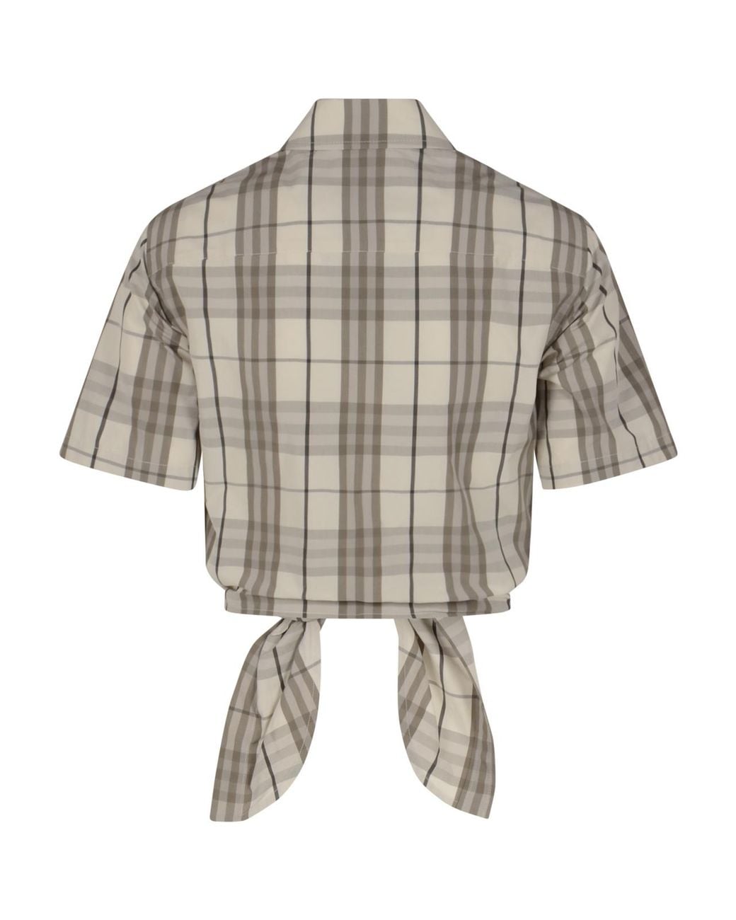 Burberry Natural Cotton Check Cropped Shirt