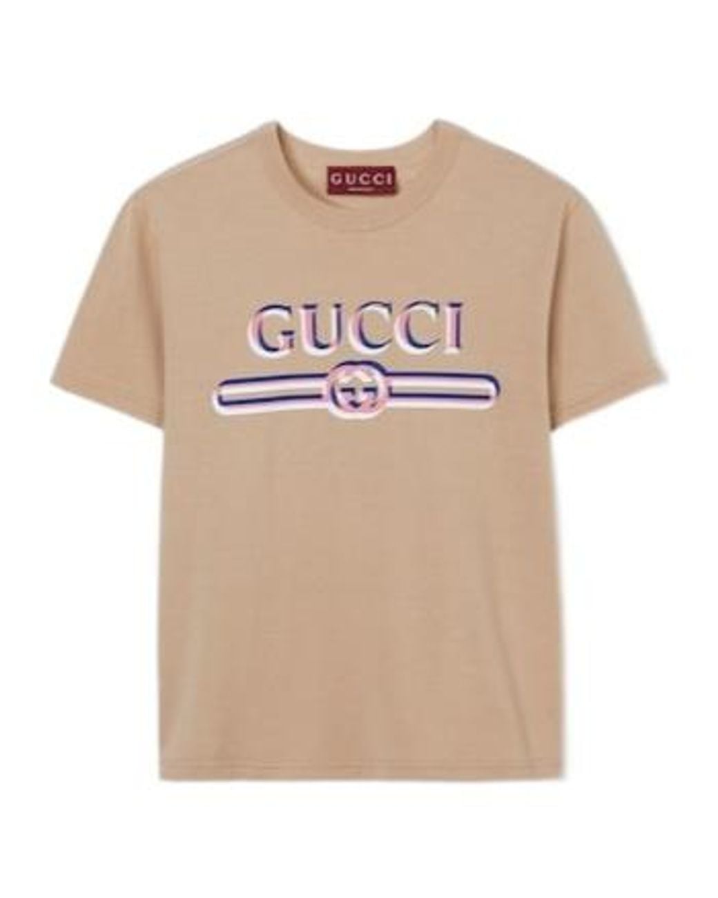 Gucci Natural Cotton Jersey T-Shirt With Print, Ready-To-Wear