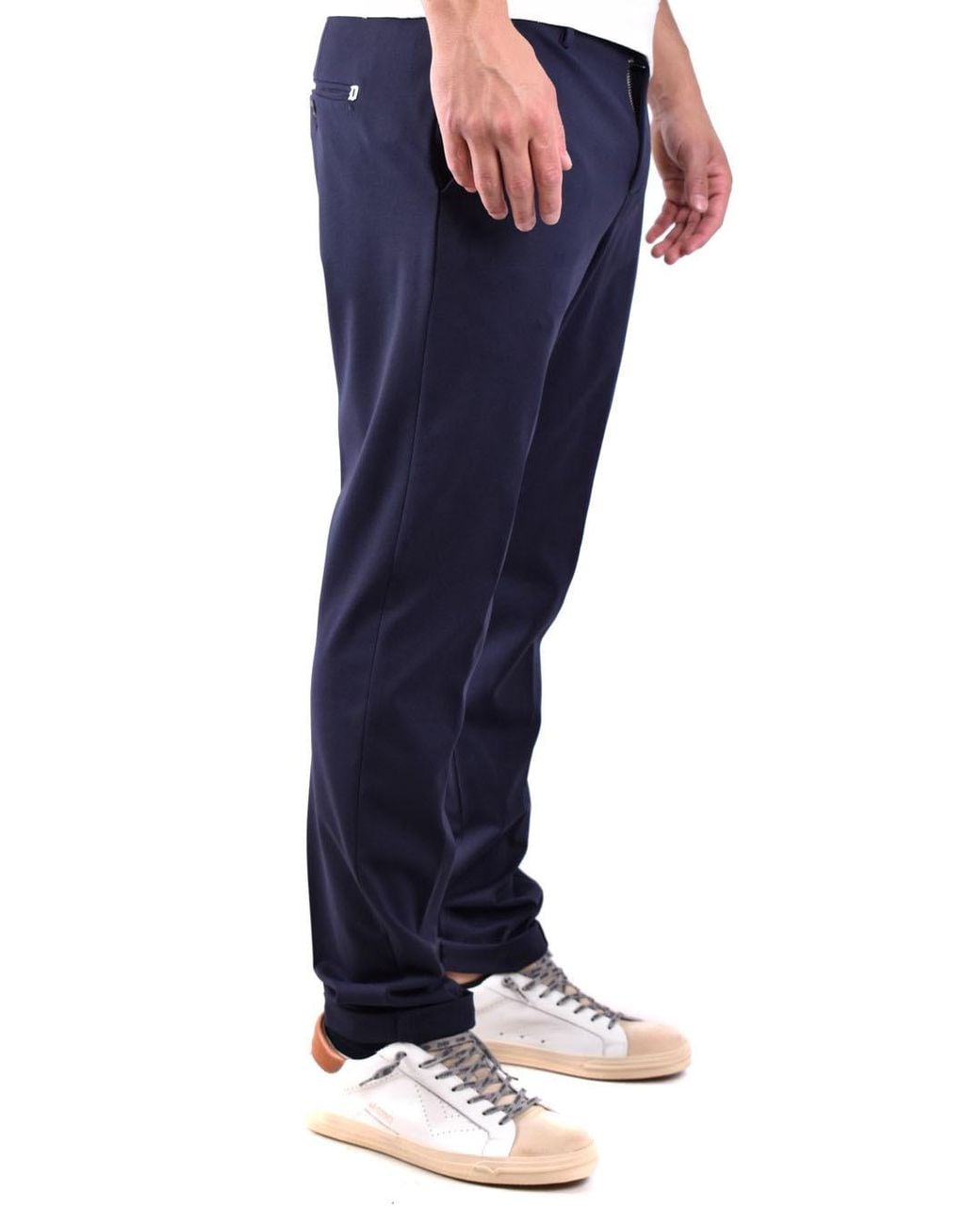Dondup Blue Belt-Lined Casual Pants for men
