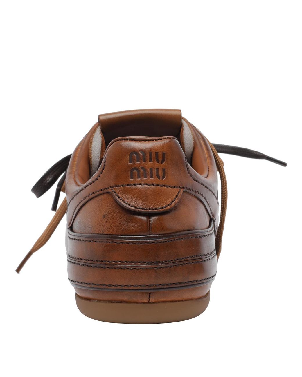 Miu Miu Brown Round-Toe Flat Shoes