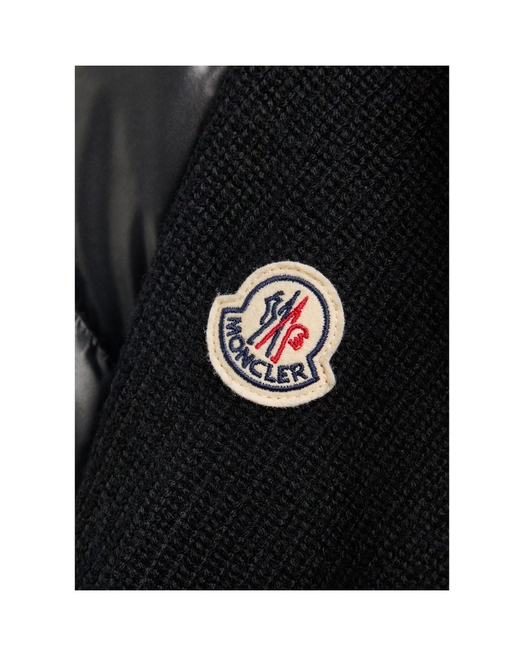 Moncler Black Hooded Patchwork Jacket for men