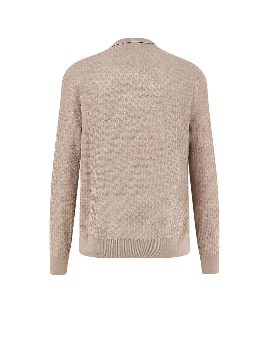 Boss Natural Boss Textured Polo-Collar Knitted Jumper for men