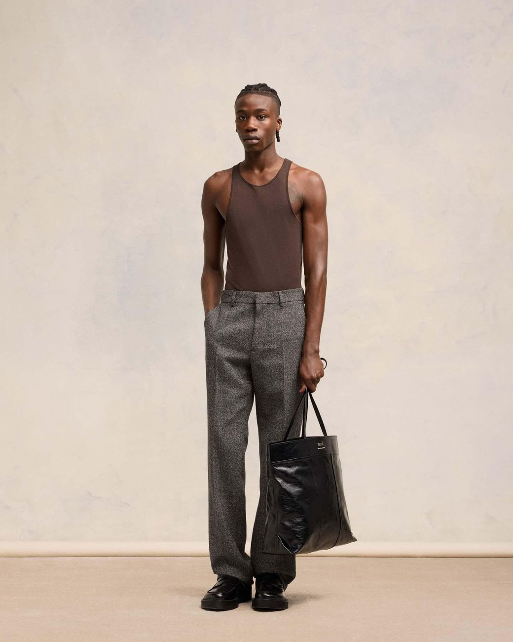 AMI Gray Straight-Leg Tailored Trousers for men