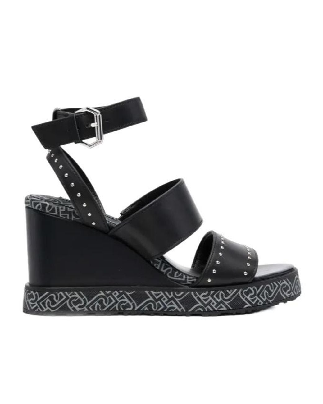Liu Jo Black Nicole 05 Studded Wedge Heeled Sandals