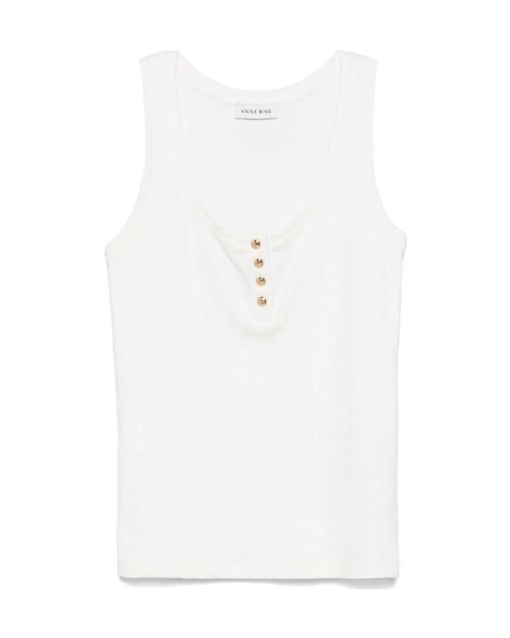 Anine Bing White Alessia Knitted Tank Top