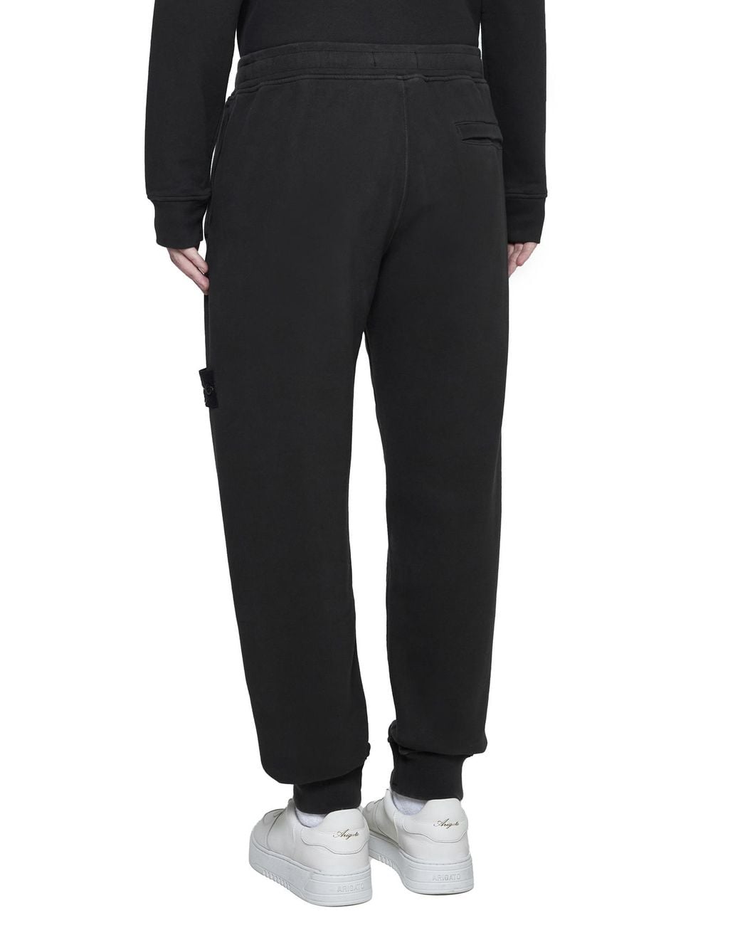 Stone Island Black Logo Patch Tapered-Leg Sweatpants for men