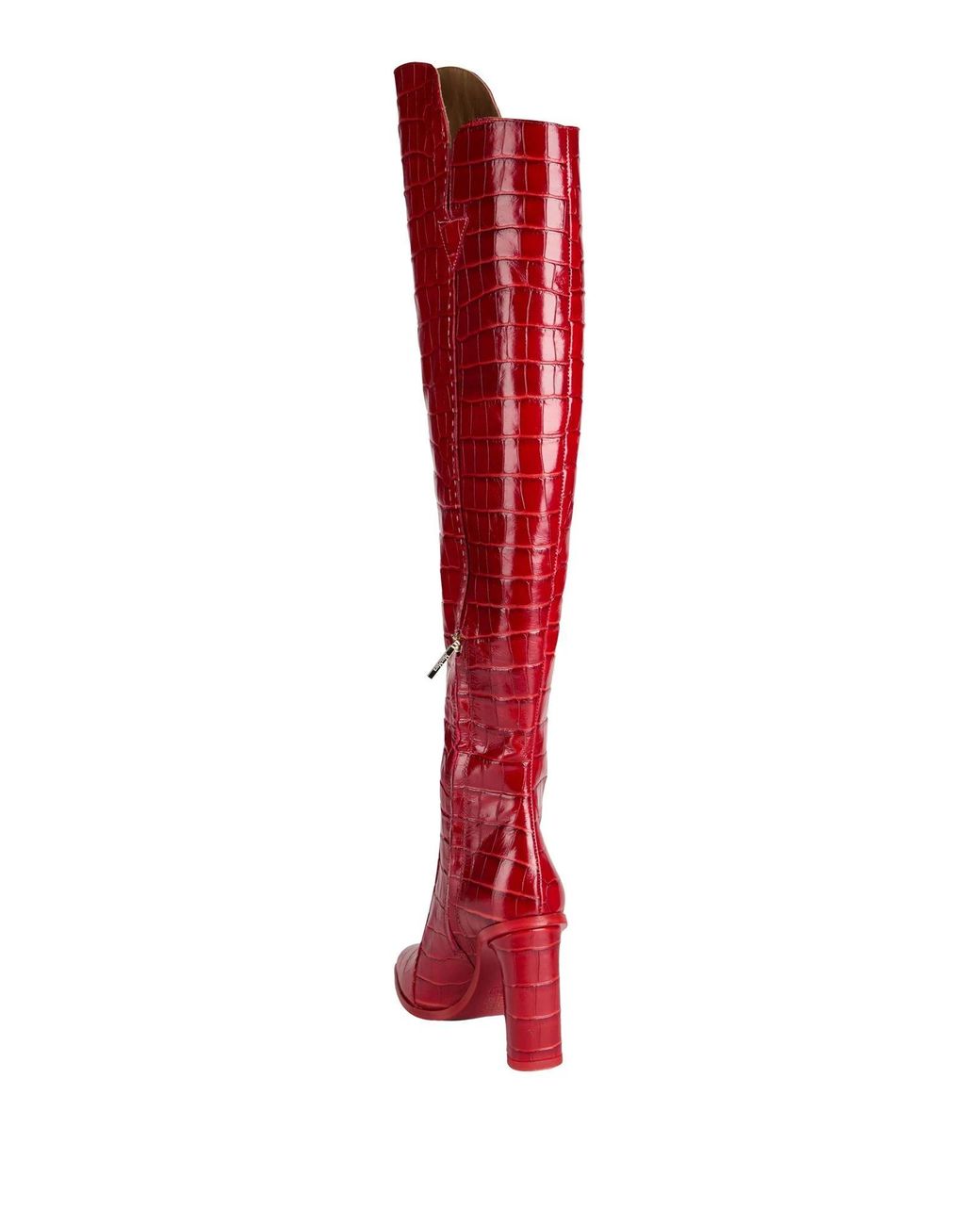 Max Mara Red Solid Color Square Heel Leather Shoes