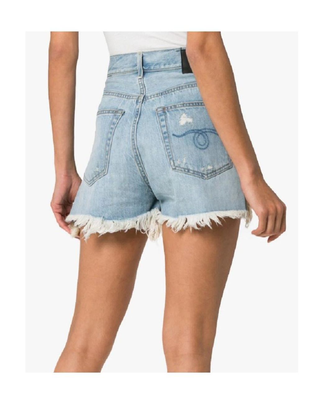R13 Blue High Waist Denim Shorts