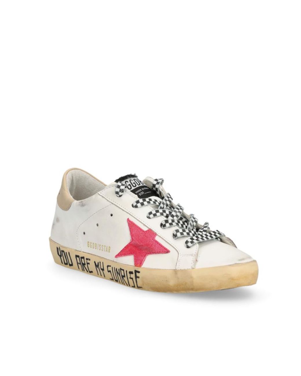Golden Goose Deluxe Brand Pink Super-Star With Lobster Suede Star And Sand Leather Heel Tab